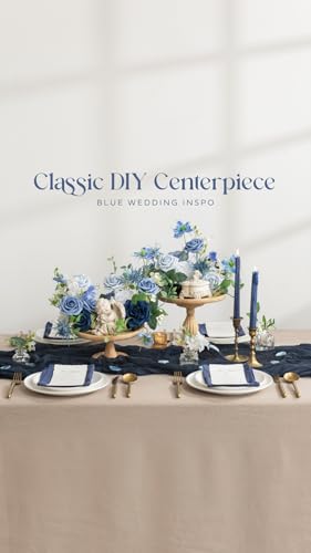 Ling's moment Artificial Flowers 50Pcs Navy Blue Roses Decor w/Stems,3" DIY Foam Floral for Wedding Bouquet/Centerpieces, Outdoors Party Backdrop, Room/Table, and Garden/Pot Decorations - color: Blu- Navy Blue, size: 50Pcs