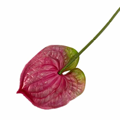 8pcs Artificial Anthurium Flower Branch 60cm 3D Printing Effect Faux Real Touch Single Stem per Piece Anthurium for Home Table Floral Decoration (deep Pink) - color: Deep Pink