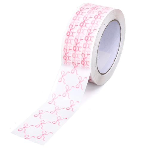 Whaline 109 Yard Pink Bow Packing Tapes Coquette Bowknot Decorative Gift Wrapping Tape for Small Business DIY Crafts Box Carton Decor - style: Pink Bow