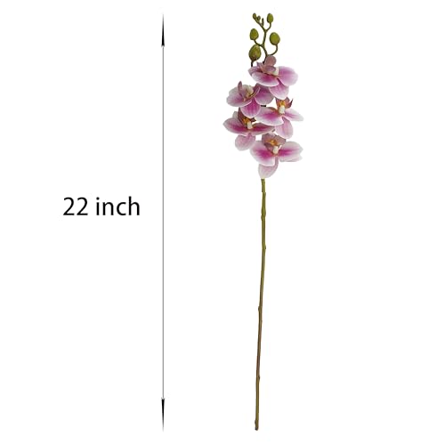 ATFL 8 Pack Purple Orchid Artificial Flowers Real Touch, 22'' Artificial Fake Faux Silk Orchid Stem Bouquets for Wedding Party Home Garden Decor,Orquideas Artificiales para Decora - color: Purple