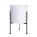 D'vine Dev Modern White Plants Pot Cylinder Planter with Heavy Duty Stand, Small 8 Inch Pot, 15 Inch with Stand Height, 96-T-A-1 - color: White, size: Small 8 Inch