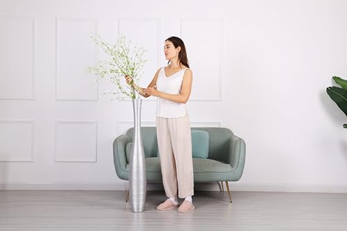 Leewadee Decorative Tall Floor Vase for Living Room Decor, 41 inches, Silver, Resin - color: Silver, size: 41 inches