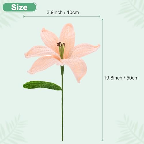 M METERXITY 1-Pack Crochet Flowers, Knitted Artificial Wool Lily for Mother's Day/Wedding/Birthday/DIY Decor, Handmade Knitted Flowers [Light Pink] - color: Light Pink