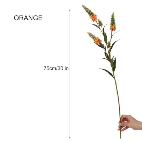 Artificial Lavender Lupine Flowers - 75cm (30 inches) High, 3PCS, 5 Flower Heads Perfect for Weddings, Restaurant, Office, and Bedroom Decor (Orange) - color: Orange