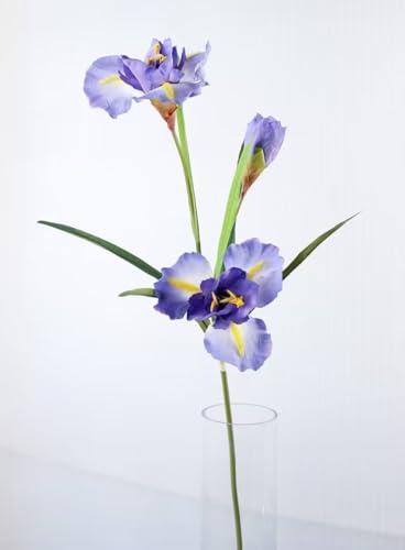 36inch Tall Blue Artificial Iris Flower Silk Flower 9 Heads, 3 pcs Real Touch Faux Flowers Picks Bouquet,Long Stems Fake Flower for Home Party,Wedding Flowers Arrangements,Dining Table Centerpieces - color: Blue