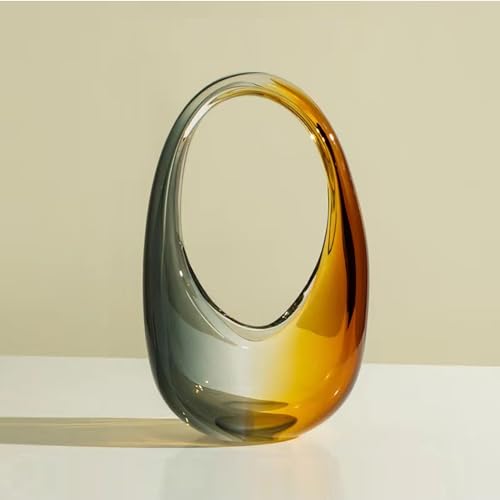 Crystal Vase, Modern Decorative Vase, Minimalist Floral Vase, Light Luxury Style for Home Decor, Centerpiece, Office, Pampas Grass, Dried Flowers, Flowers and Buds (B-Caramel) - color: B-caramel