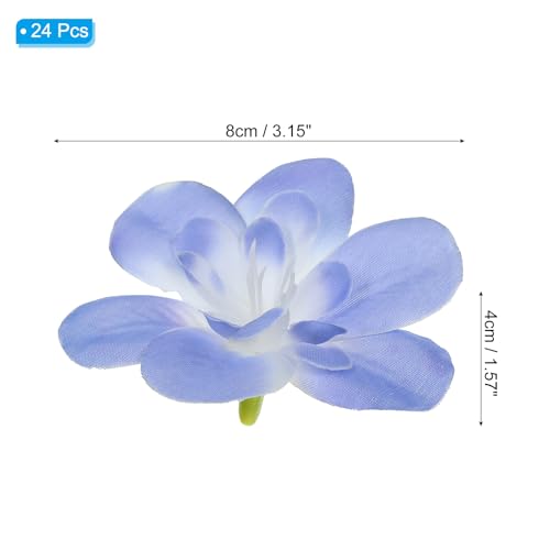 PATIKIL Artificial Orchid Petals, 24Pcs Faux Orchid Flower Head Fake Butterfly Flowers Crafts for Home Wedding Decoration, Blue - color: Blue