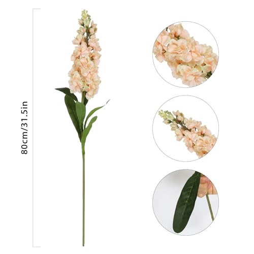 IPOPU 6PCS Snapdragon Artificial Flowers 31.50" Delphinium Fake Flowers Long Stem Antirrhinum Majus Silk Flowers Larkspur Faux Flower for Home Wedding Decorations Floral Arrangement (Light Champagne) - color: Light Champagne