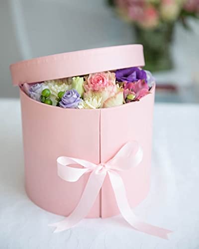 UNIKPACKAGING Premium Quality Round Flower Box, 2 TIER Gift Box with Lid, Size 7.8 dia. x 7 inch for Luxury Style Flower Arrangements (Pink) - color: Pink