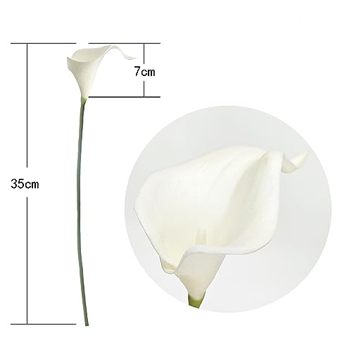 Letjolt White Calla Lily Artificial Flowers 20 Pieces Bouquet | Wedding Bouquet, Bride Shower Gift, Home Decoration, Faux Calla Lilies - color: White