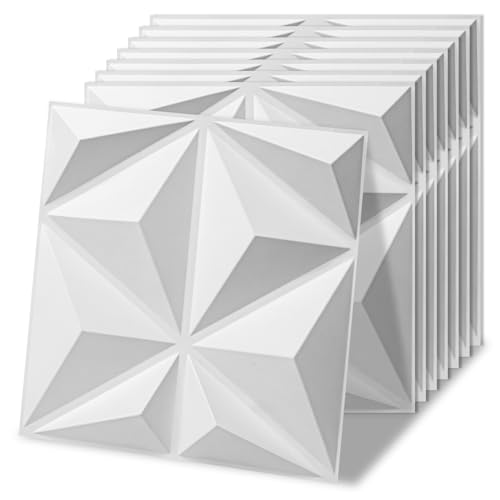 Art3d 20 Pack Decorative 3D Wall Panels, 19 Sq.Feet PVC Interior Wall Décor, 11.8"x11.8", White - color: White, size: 11.8"x11.8"
