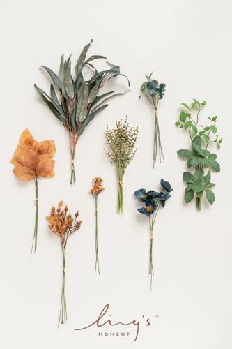 Ling's moment Artificial Greenery Stems Box Set, 41pcs with 8 Kinds of Faux Greenery Picks for DIY Bridal Bouquets Wedding Floral Arrangement Table Centerpieces, Teal & Burnt Orange - color: Or-teal & Burnt Orange