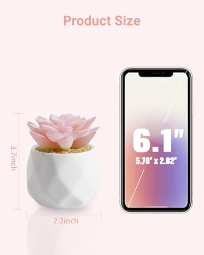 VIVERIE Mini Succulents Plants Artificial in Pots-Rose Pink, Christmas Small Fake Succulents Plants for Home Decor Indoor for Women, White Ceramic Faux Succulents, Set of 1, Gifts for Mom - color: Pink-1 Pack