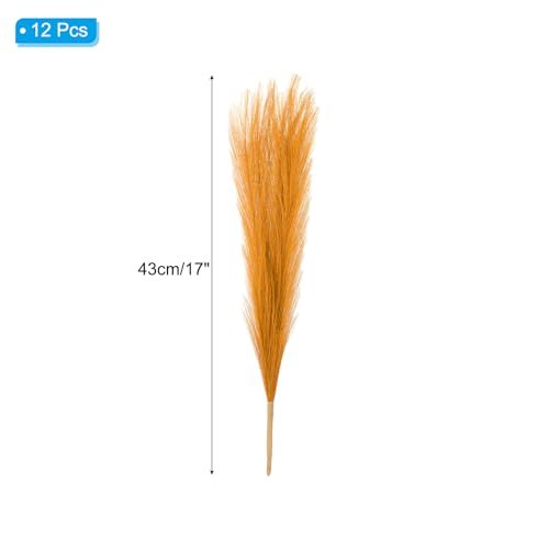 PATIKIL 17 Inch Faux Pampas Grass, 12 Pcs Boho Decor for Home Decoration Artificial Tall Fluffy Stems for Wedding Flower Party Vase Arrangement Centerpieces, Golden - color: Golden