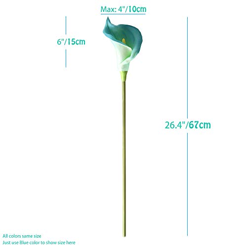 10pcs Calla Lilies Artificial Flower,26'' Long Stem Artificial Calla Lily Flowers,Realistic Arum Lilies for Wedding Bridal Bouquet Home Decor Centerpiece,Blue - color: Blue