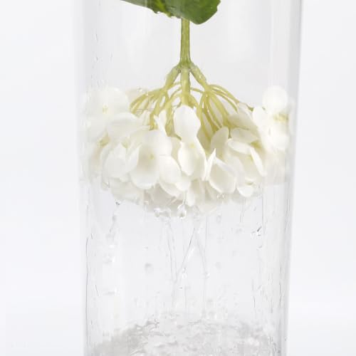 IPOPU 6PCS Real Touch Hydrangea Artificial Flowers White Fake Hydrangeas with Short Stem Latex Faux Flowers for Home Table Centerpieces Decor Floral Arrangements Wedding Bouquets Centerpieces (White) - color: White