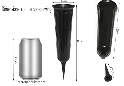 Memorial Floral Vases, Cemetery Vase, Headstones Flower Holder, Grave Cone Vase, Flower Pots for Outdoor Plants, Decorative Plastic Containers (Set of 6, Black) - color: Black