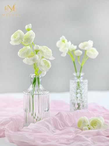 32Pcs Ranunculus Artificial Flowers, Ivory White Fake Peonies, Real Touch Silk Faux Mini Ranunculus Filler Flowers Bulk for DIY Wedding Bouquet, Vase Centerpieces, Bridal Shower Decor - color: Ivory White