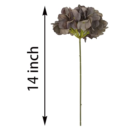 7.1''Coffee Hydrangea Artificial Flowers,10Pcs Artificial Silk Hydrangea Heads,81 Petals Faux Hydrangea Flowers Heads with Stems for Home Wedding Baby Shower Decor(Coffee) - color: Coffee