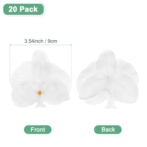M METERXITY 20-Pack Artificial Orchid Flower Heads, Silk Faux Butterfly Flowers Head for Wedding/Bouquet/Bridal/Party Decor, Fake Phalaenopsis Petals Bulk [3.54 Inch, Pure White] - color: Pure White, size: 3.54 Inch
