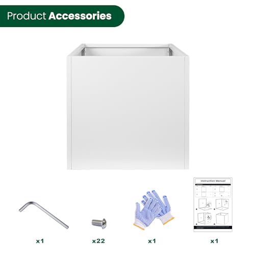 White Steel Planter Square Outdoor Planters Galvanized Steel Planter Box Indoor 32 Inch Metal Large Planters Cube Heavy Duty Flower Pot Modern Commercial Residential for Trees Patio Yard Garden - color: White, size: 32" L x 32" W x 32" H