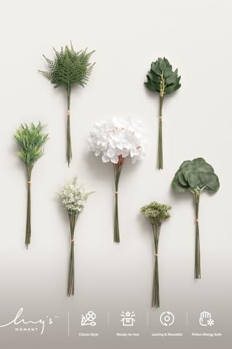 Ling's moment Artificial Greenery Stems Box Set, Faux Greenery Picks for DIY Bridal Bouquets Wedding Floral Arrangement Table Centerpieces, Green & Dark Green - color: Season Combo- Peak Summer