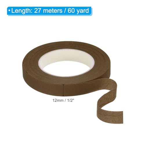 PATIKIL Floral Tape 1/2" x 30 Yard, 3 Pack Flower Wrap Adhesive Tape for Bouquet Stem Wrapping, Coffee - color: Coffee