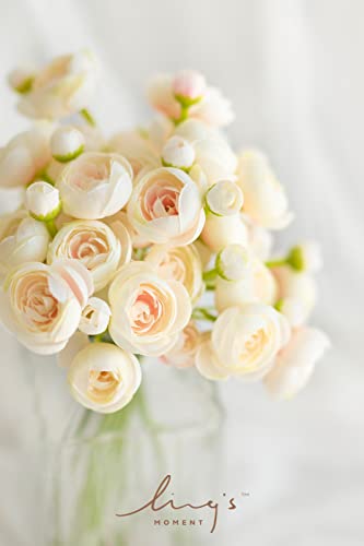 Ling's moment Ranunculus Artificial Flower, Faux Silk Mini Ranunculus Flowers for DIY Bouquet, Bulk Fake Wedding Filler Flowers for Centerpieces Arrangements Bridal Shower Decorations, Pink Shade - color: Wht-pink Shade