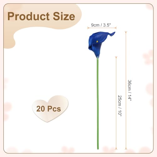 HARFINGTON 20pcs Artificial Calla Lily Fake Silk Flowers Bouquet Real Touch for Home Garden Wedding Party Decoration, Dark Blue - color: Dark Blue