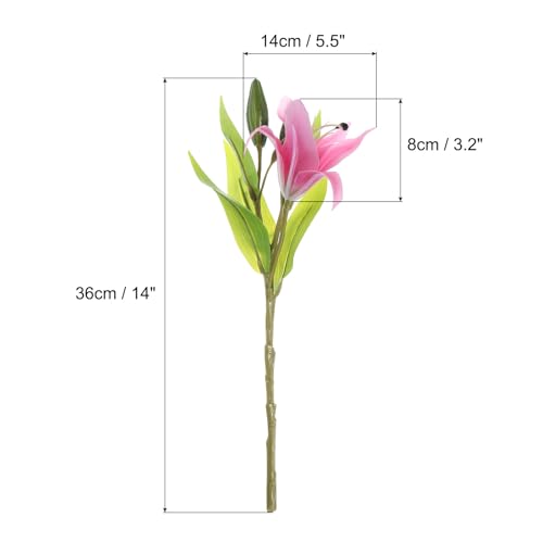 PATIKIL Lily Fake Flowers, 3PCS Lily Artificial Flowers Artificial Lily Silk Faux Flowers in Vase Real Touch for Home Decor Centerpiece Table Decorations Dining Room, Pink - color: Pink