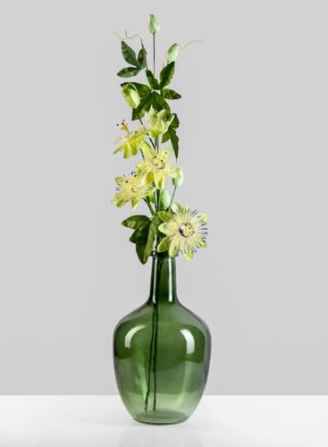 Serene Spaces Living Green Bottleneck Glass Vase, Vintage Floor Vase, Long-Stemmed Floral Container, Decorative Centerpiece for Coffee Table, Office, Wedding, 7.48" Diameter & 12" Tall, Set of 4 - size: Set of 4