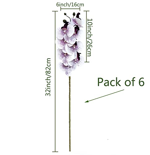 FagusHome 32 Inch Artificial Phalaenopsis Flowers 6 Pcs Artificial Orchid Flowers Stem Plants for Home Décor (Purple Core) - color: Purple Core