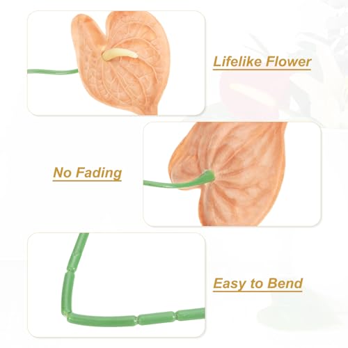 PATIKIL 13" Artificial Anthurium Lily Flowers, 10 Pack Permanent Flower Floral Arrangements Bouquet for Home Decor Bridal Wedding Festival Party, Dark Yellow - color: Dark Yellow