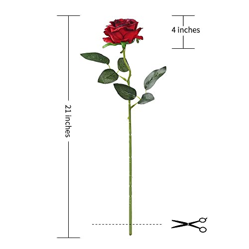 Laelfe 12 PCS Artificial Flowers Roses Silk Flowers Fake Long Stem Artificial Roses for Home Wedding Bathroom Kitchen Decorations (Gradient Burgundy) - color: Gradient Burgundy
