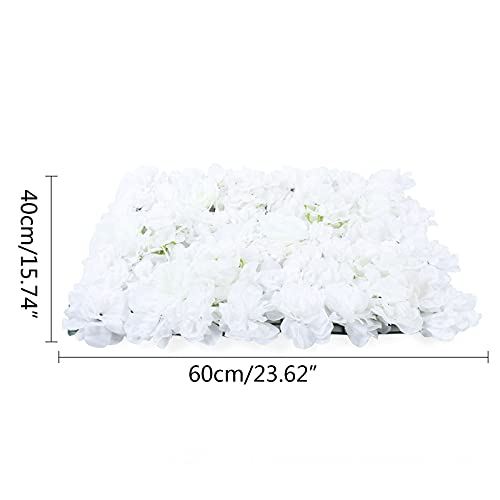 OUKANING 6 Pack Artificial Flower Wall Panels 24" x 16" White Faux Hydrangea and Rose Artificial Flower Backdrop Panels for Wedding Party Event Flower Wall Decor - color: 6pcs, Milky White