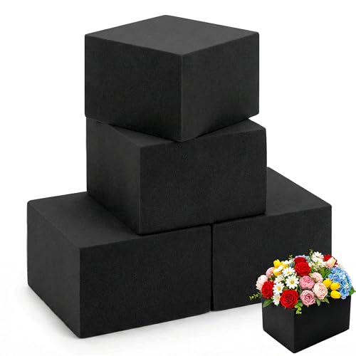 Max Shape Black Floral Foam Blocks 4.02"x4.02"x2.99" for Artificial & Dried Flowers, Reusable Floral Foam Blocks, Water Resistant Flower Foam Blocks, Dry Floral Foams for Artificial Flowers 4Pack - color: 4 Pack, size: 4x4x3"