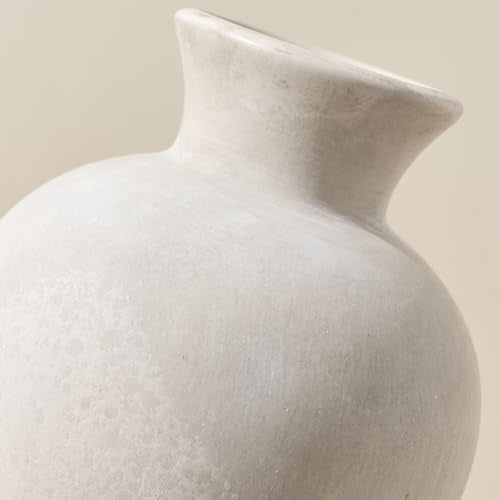 7.2" Ceramic Vase for Home Decor, Decorative Terracotta Farmhouse Rustic Vases for Living Room Kitchen Bedroom Bathroom Entryway Mantel Table, Pottery Vases for Pampas Grass Dried Fresh Flowers - color: Off-white- 7.2"