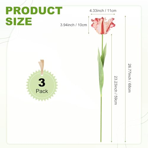 M METERXITY 3-Pack Red Artificial Parrot Tulip Flowers,27 Inch Faux Parrot Tulip Silk Bouquets Real Touch Faux Flowers for Home/Wedding/Christmas/Party - color: Red