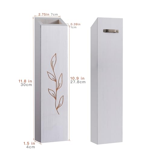 Wood Wall Planter, Farmhouse 4 Pack Indoor Pocket Wall Vases Decor for Living Room Bedroom Dried Flowers Faux Greenery Plants (White) - color: White