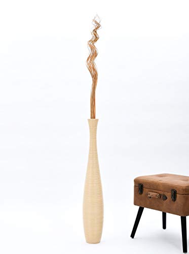 Leewadee Tall Vase Filler, Wavy Palm Leaves – 2 Bunches of Colored Curly Twigs for Floor Vases, Dried Arrangements for for Vintage Or Modern House Decor, 39 inches, Ecru - color: Ecru, style: Branches