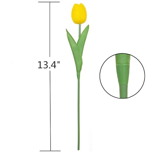 PU Real Touch Tulips Artificial Flowers 30Pcs Fake Flowers Arrangement Bouquet for Home Office Wedding Decoration (Yellow) - color: Yellow 30pcs