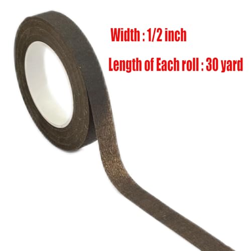 Floral Tape 1/2" Wide Flower Tape for Bouquets Floral Arranging Bouquet Stem Wrap Flower Crafts (4, Brown) - color: Brown