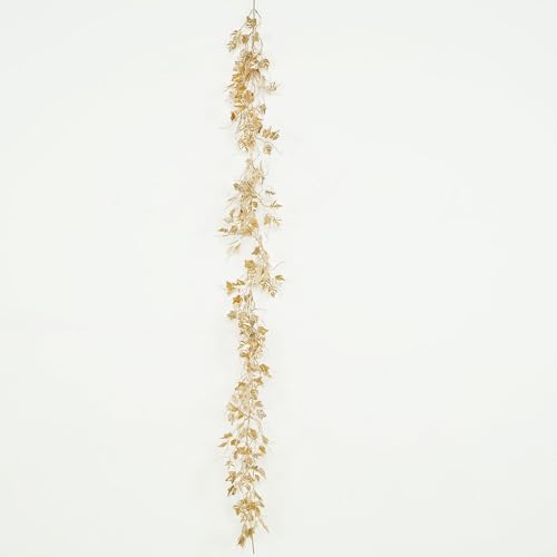 Efavormart 6.5ft Metallic Gold Artificial Ivy Leaves Garland, Shimmering Hanging Vine for Wedding Arch, Long Table Runner and Backdrop Floral Decor - color: Type4