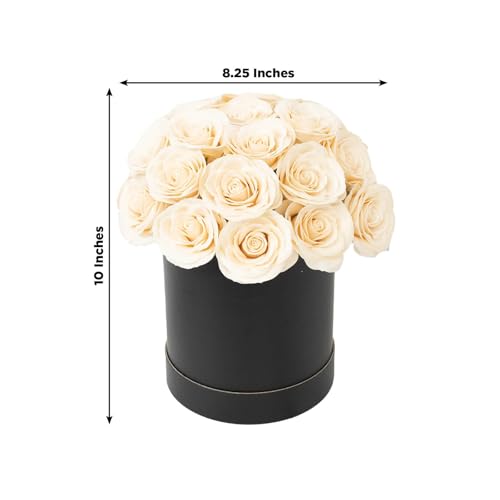 Efavormart 27pcs Ivory Artificial Rose Centerpiece in Luxury Black Gift Box, Prearranged Premium Silk Roses for Sophisticated Gifting and Classic Event Decor - color: Ivory Rose01