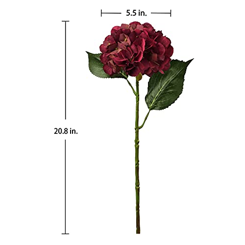 Silk Hydrangea Flowers - Long Stem Faux Hydrangea for Flower Arrangement, Home Decor, Wedding, Baby Shower - Red Silk Flowers - color: Red #3, size: 3PCS