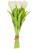 Boston International Artificial Faux Flowers Spring Tulips 8-Flower Bundle Bouquet, 12.5", White - color: White, size: 12.5"