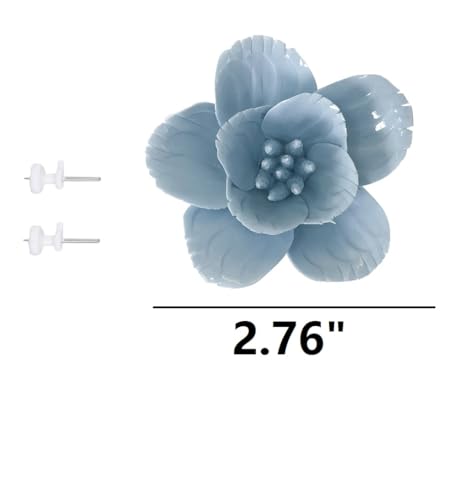 Ceramic Flower Wall Art, Artificial Flower Wall Sculpture，Handcrafted 3D Hanging Porcelain Flowers ,3D Wall Hanging Decor ,Porcelain Flower Wall Décor for Home，Hallway，Kitchen，Office (Blue,Cherry Blossoms, 2.76") - color: Blue,Cherry Blossoms, size: 2.76"