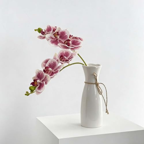 5 Artificial Orchid Flower Stems 18 Inches Real Touch Faux Phalaenopsis Flowers Fake Orchid Flowers Arrange for Wedding Bouquets Indoor Décor for Home Office (Spotted Pink) - color: Spotted Pink