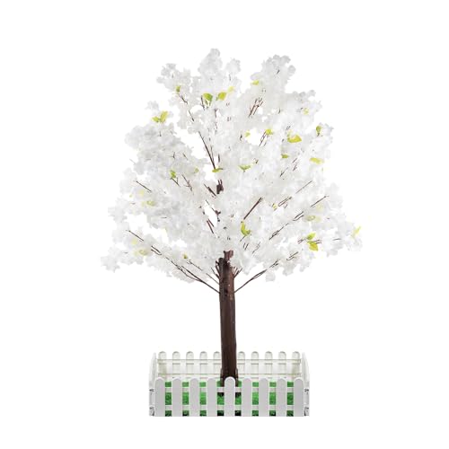 Artificial Cherry Blossom Tree - Handmade White Fake Cherry Blossom Tree Centerpieces for Wedding Party Christmas Garden Indoor & Outdoor - color: White, size: 4 FT