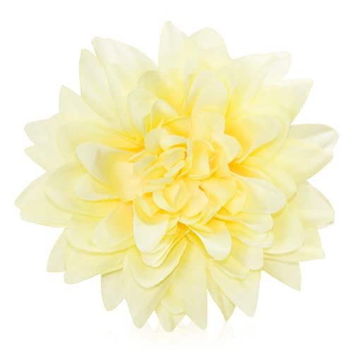 Silk Dahlia Artificial Flowers Bulk, 15 Pcs Fake Dahlias Flowers Heads for Craft, 3.5 Inch Large Flower Heads Faux Flowers for Wedding Party, Home Office, Hat, Wall Decoration (Champagne) - color: Champagne
